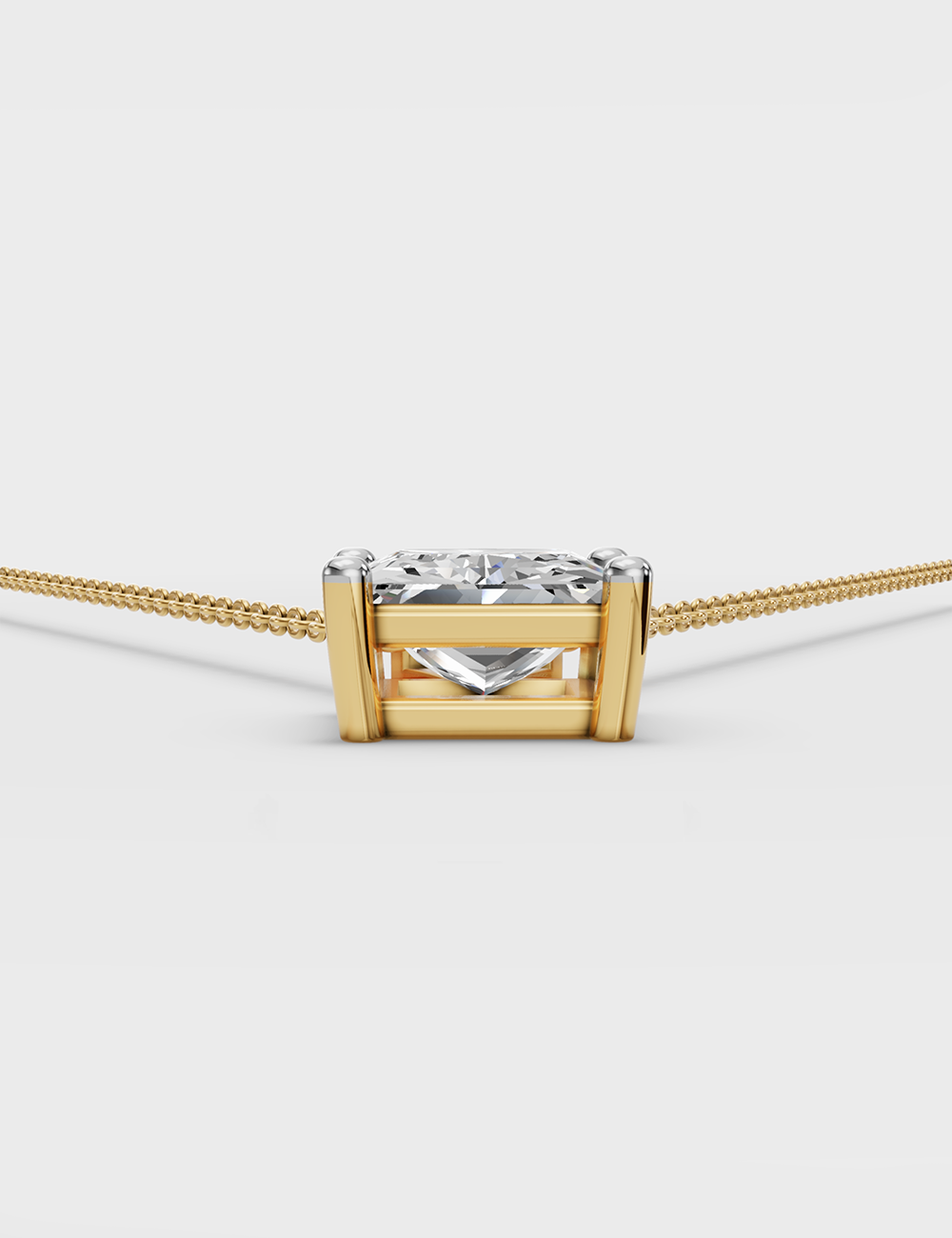 Radiant Solitaire Chain Pendant 56 cent FG-VVS, Yellow Gold, large, image 3