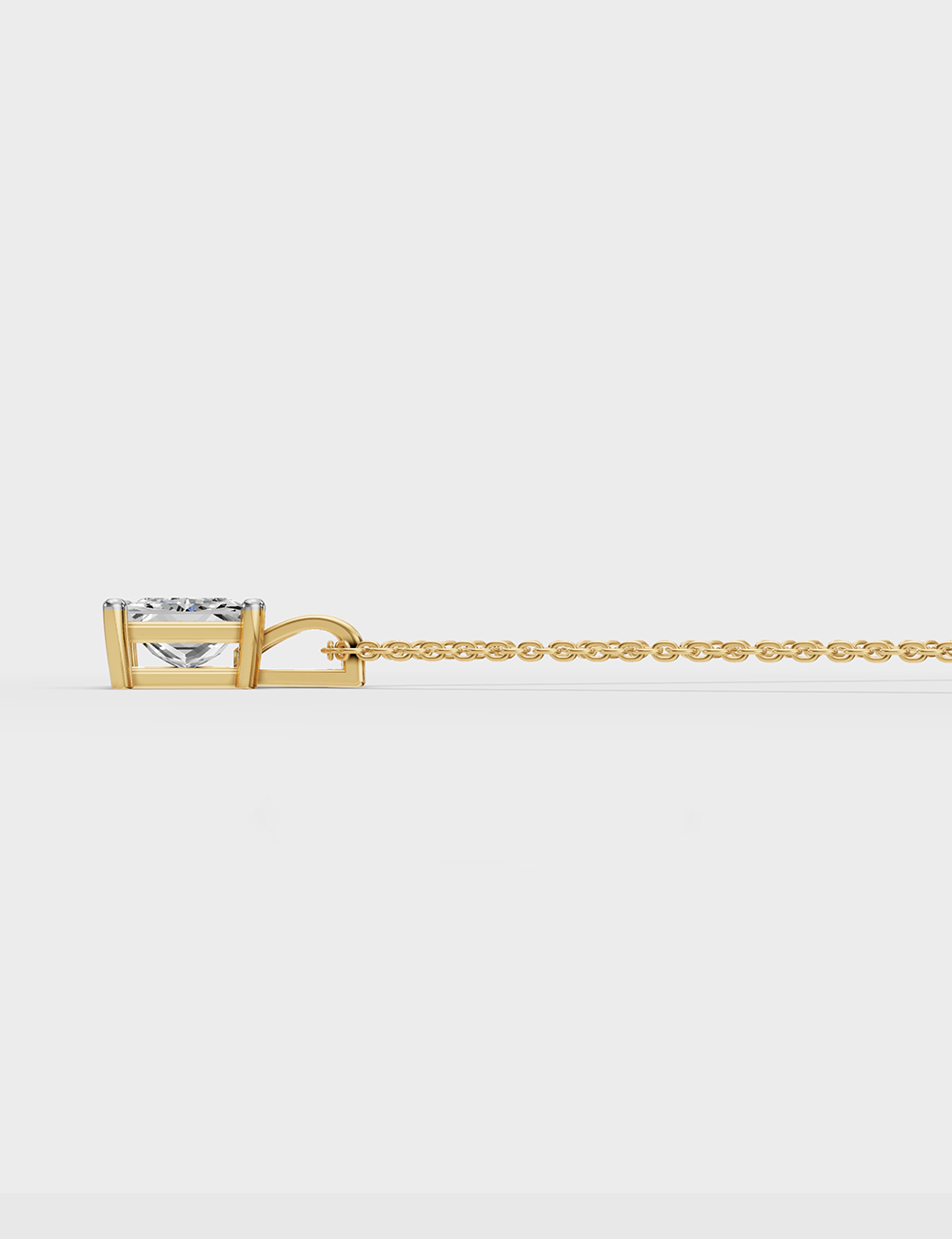 Radiant Solitaire Chain Pendant 56 cent FG-VVS, Yellow Gold, large, image 4