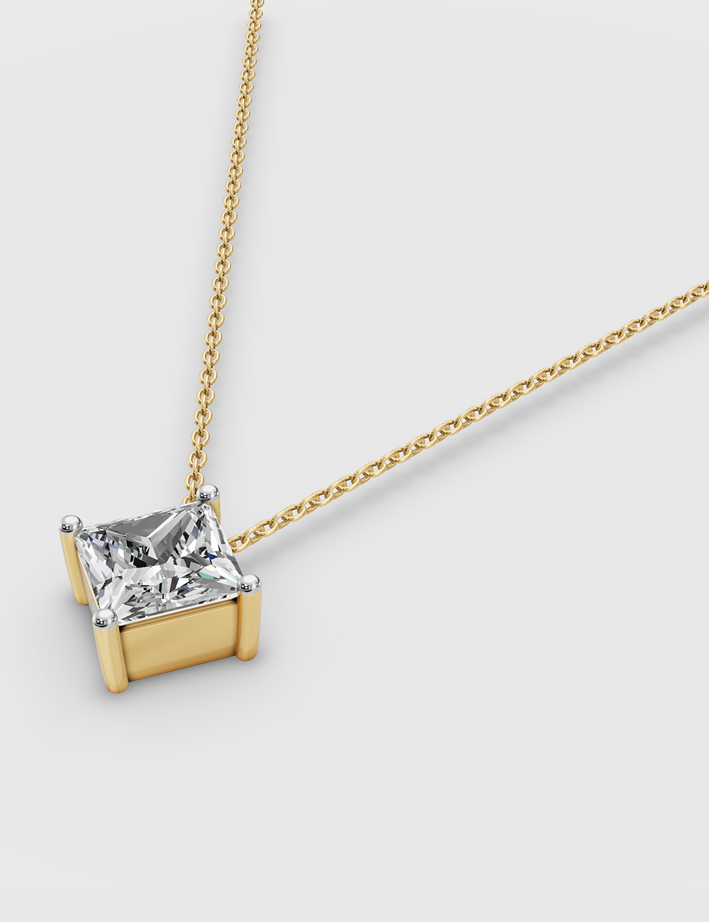 Classy Solitaire Chain Pendant 85 cent FG-VVS, Yellow Gold, large, image 2
