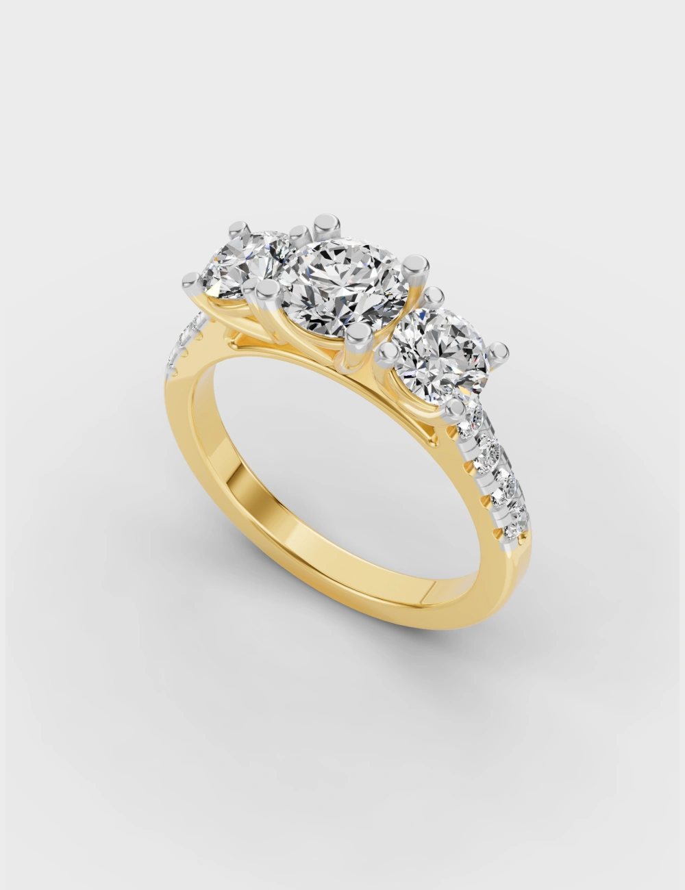 Triple Luxe Diamond Ring 2 Carat FG-VVS, Yellow Gold, large, image 1