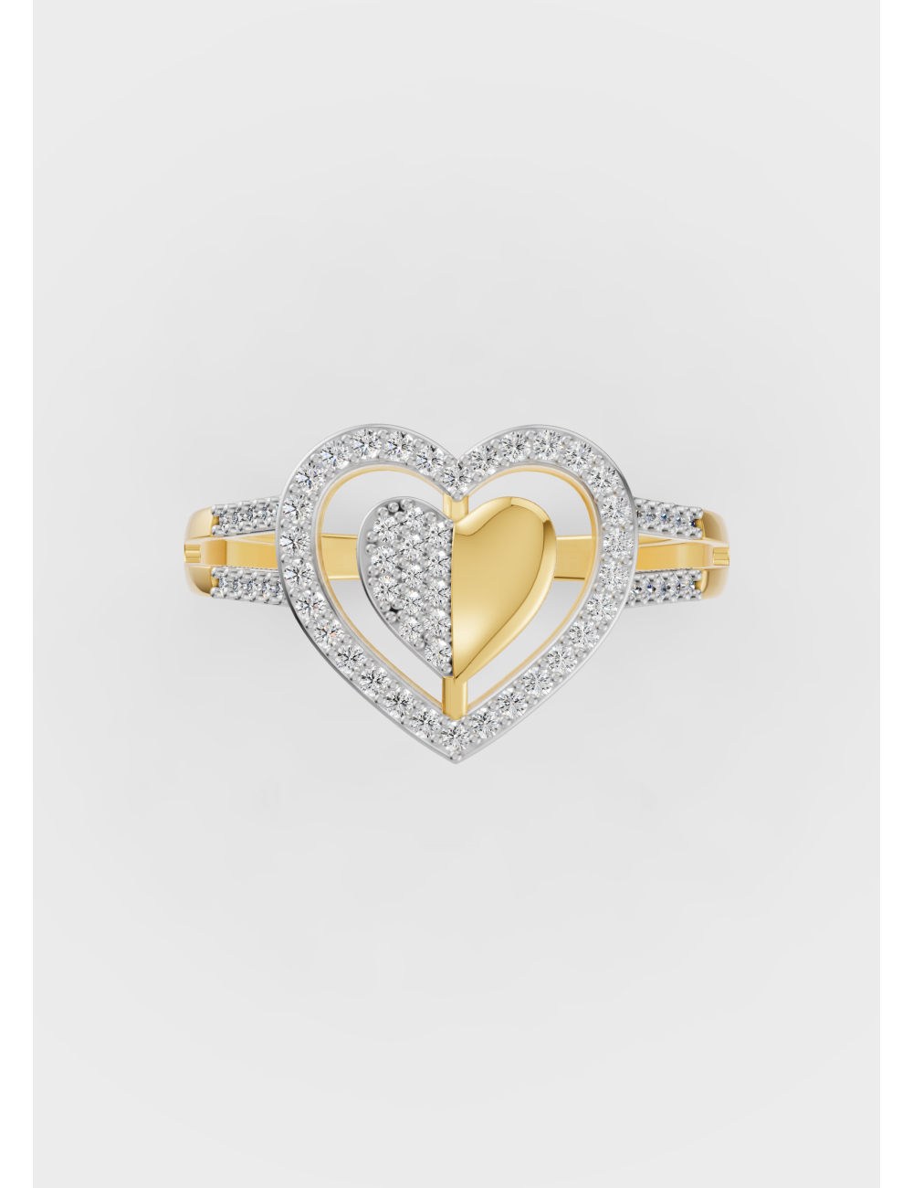 Sparkled Heartstrings Diamond Ring 31 cent FG-VVS, Yellow Gold, large, image 2