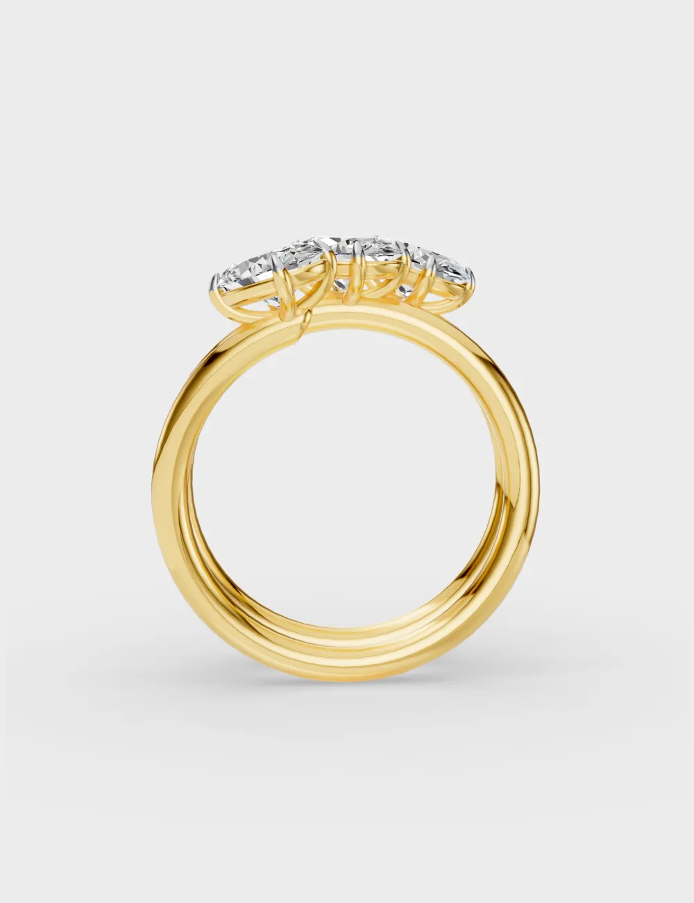 Triple Spiral Diamond Ring 1.64 carat FG-VVS, Yellow Gold, large, image 2