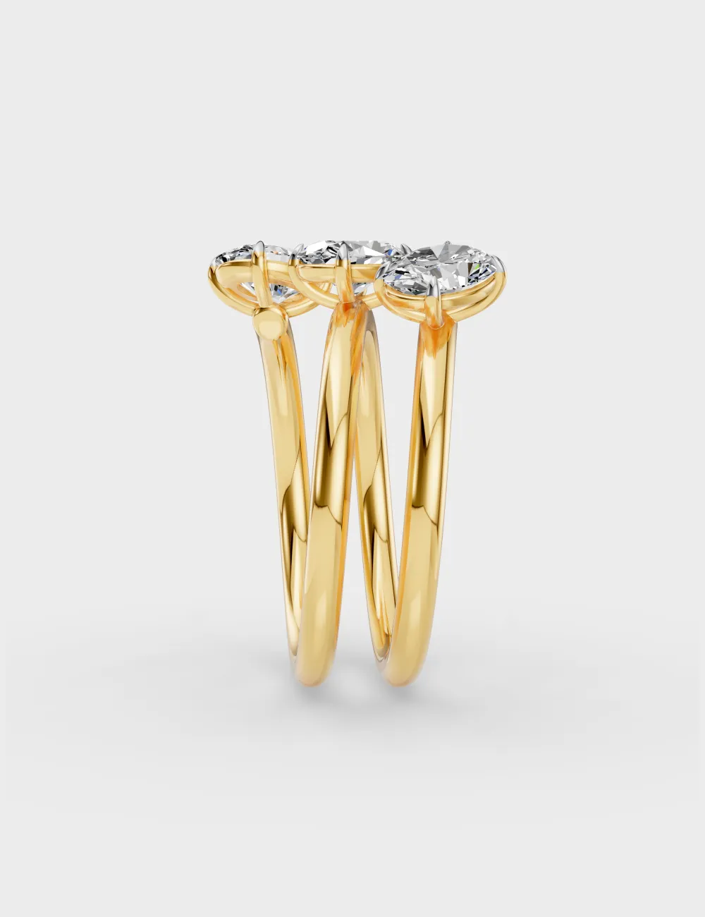 Triple Spiral Diamond Ring 1.64 carat FG-VVS, Yellow Gold, large, image 3