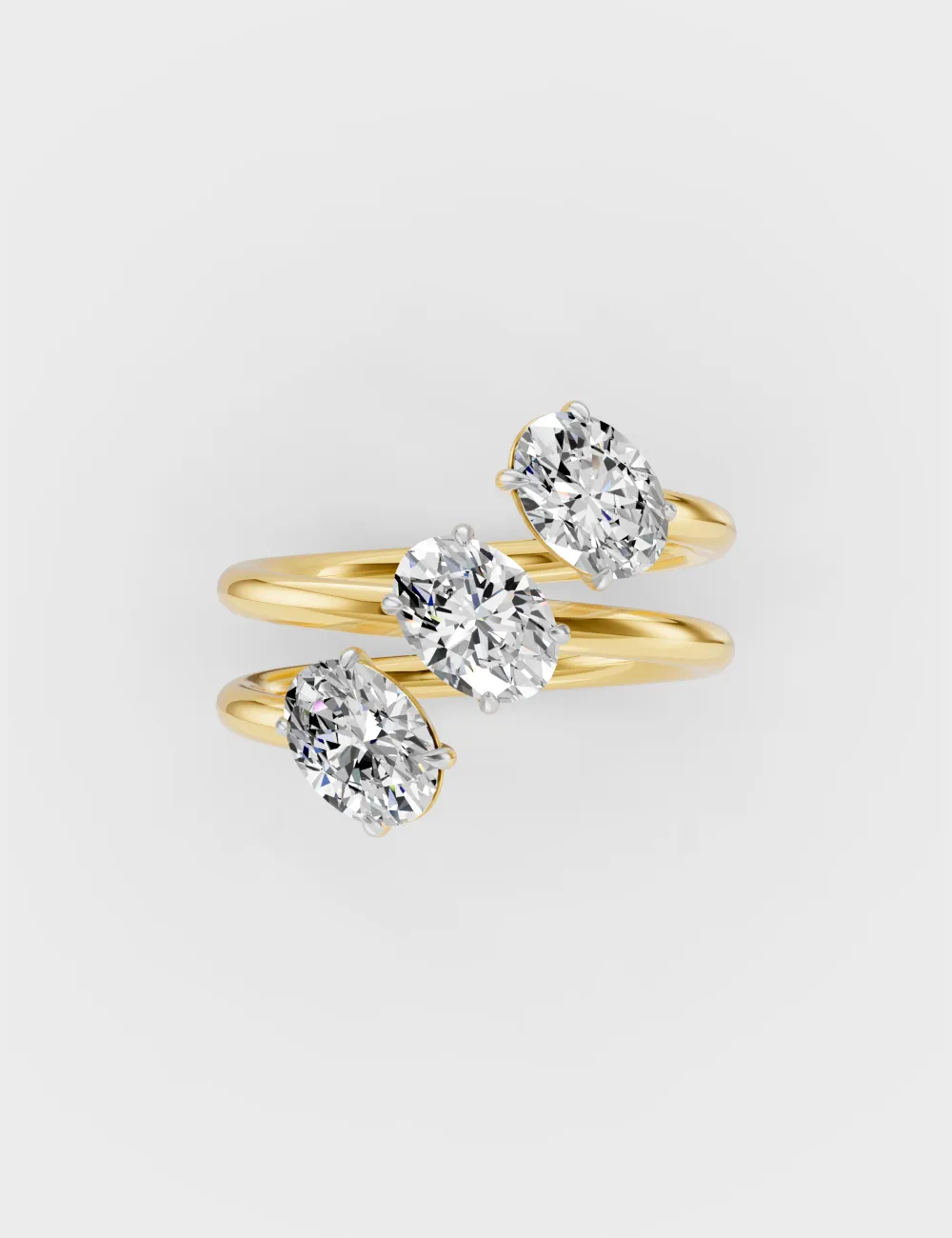 Triple Spiral Diamond Ring 1.64 carat FG-VVS, Yellow Gold, large, image 4