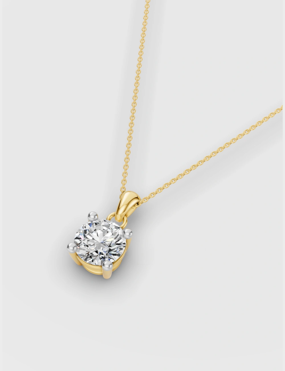 Luna Solitaire Diamond Pendant 1.6 carat FG-VVS, Yellow Gold, large, image 2