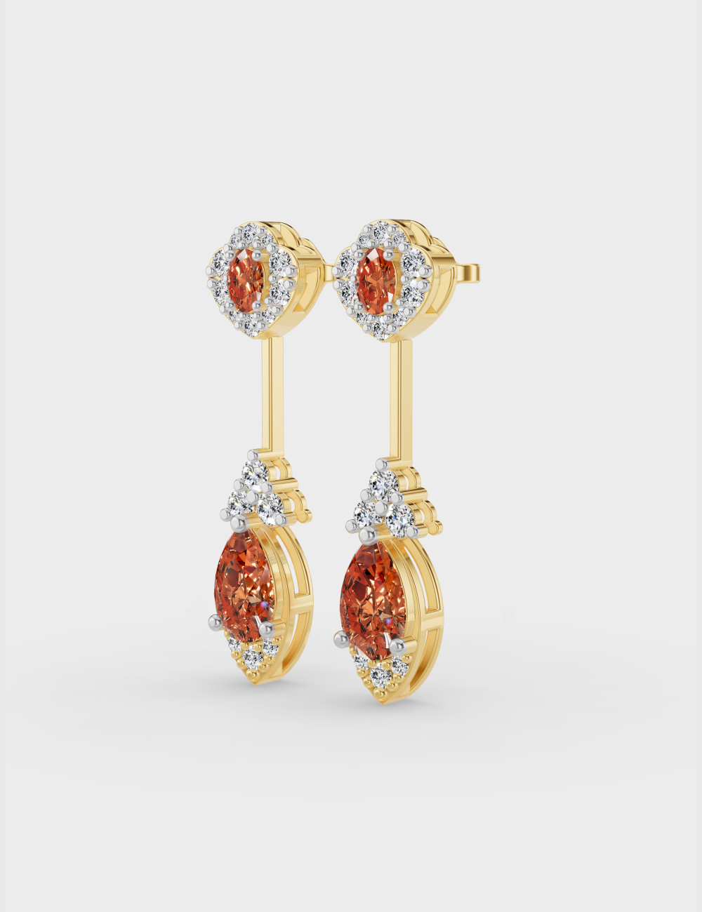 Dancing Sparkle Diamond Earrings 1.22 carat FG-VVS, Yellow Gold, large, image 2