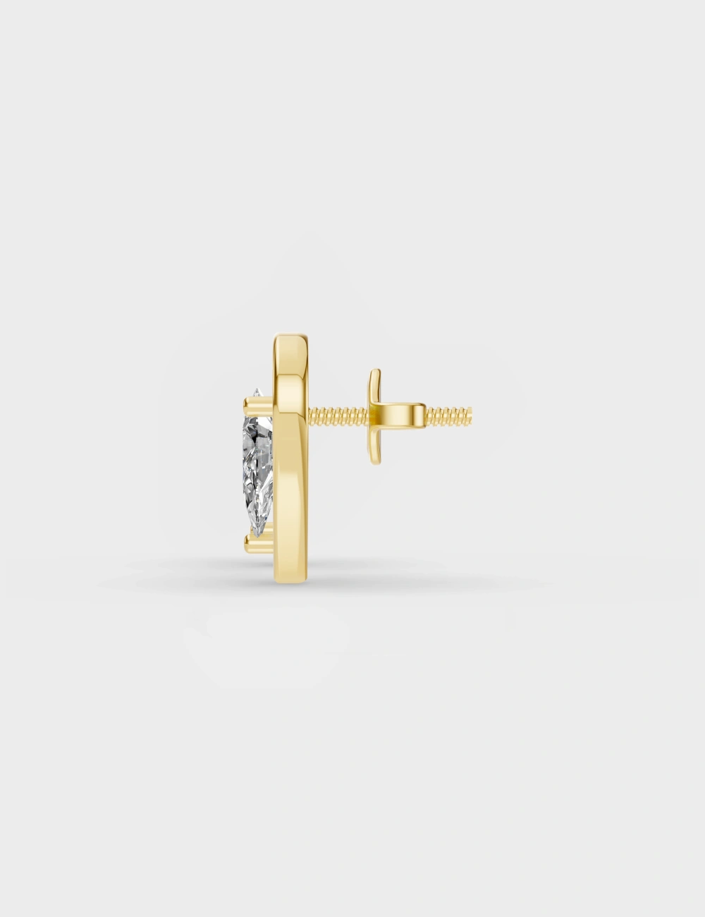 Pierced Heart Diamond Studs 60 cent FG-VVS, Yellow Gold, large, image 3