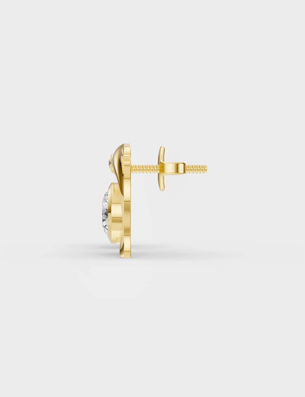 Sparkled Dive Diamond Studs 68 cent FG-VVS, Yellow Gold, large, image 3