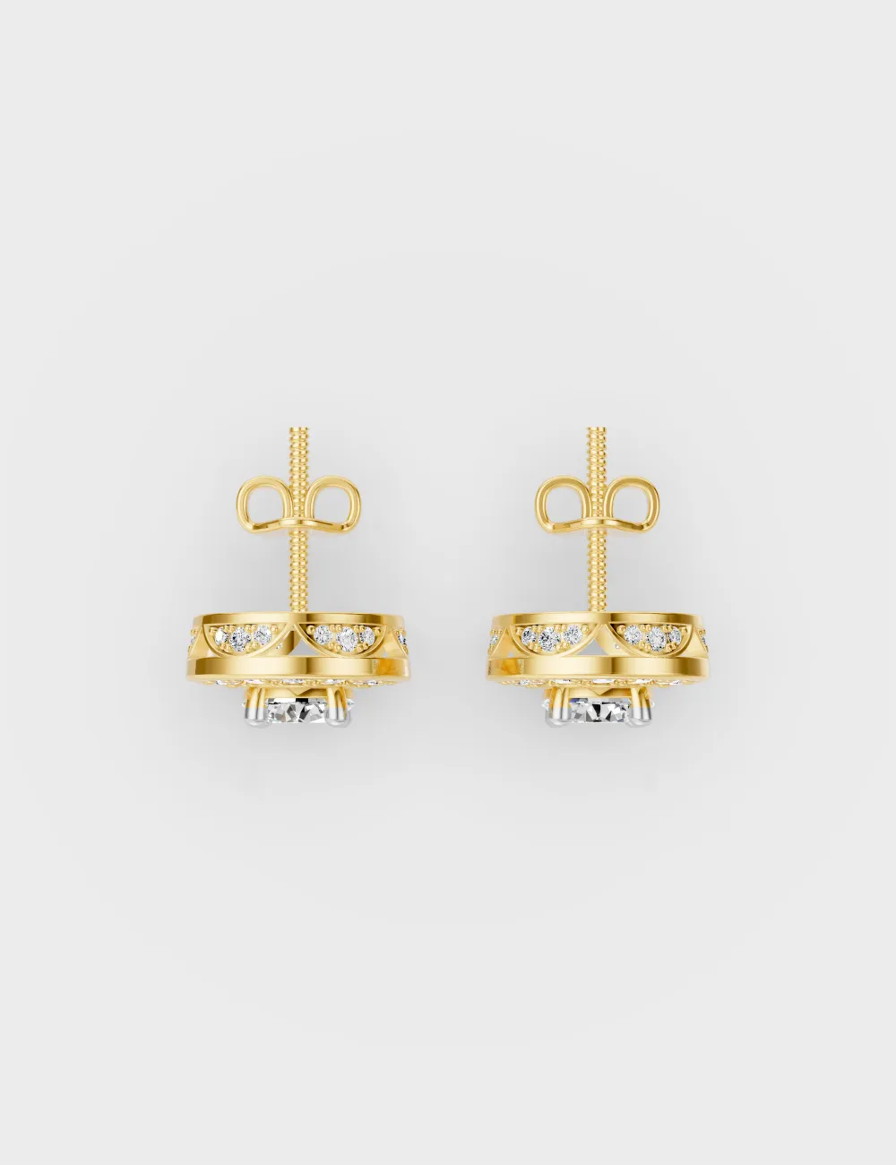 Orion Halo Diamond Studs 1.07 carat FG-VVS, Yellow Gold, large, image 4