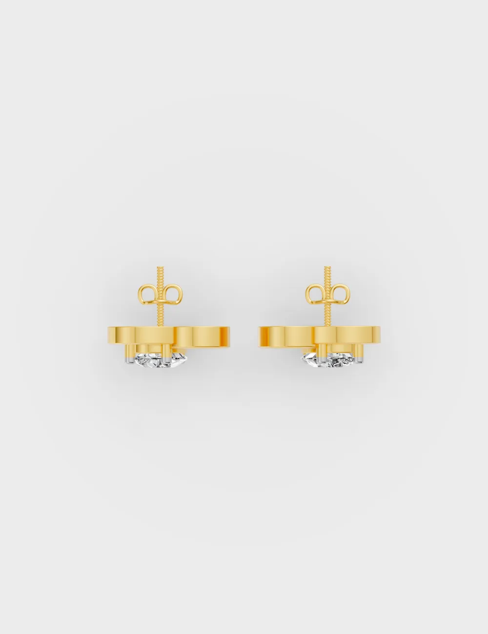 Chic Blaze Heart Studs 0.56 cent FG-VVS, Yellow Gold, large, image 4