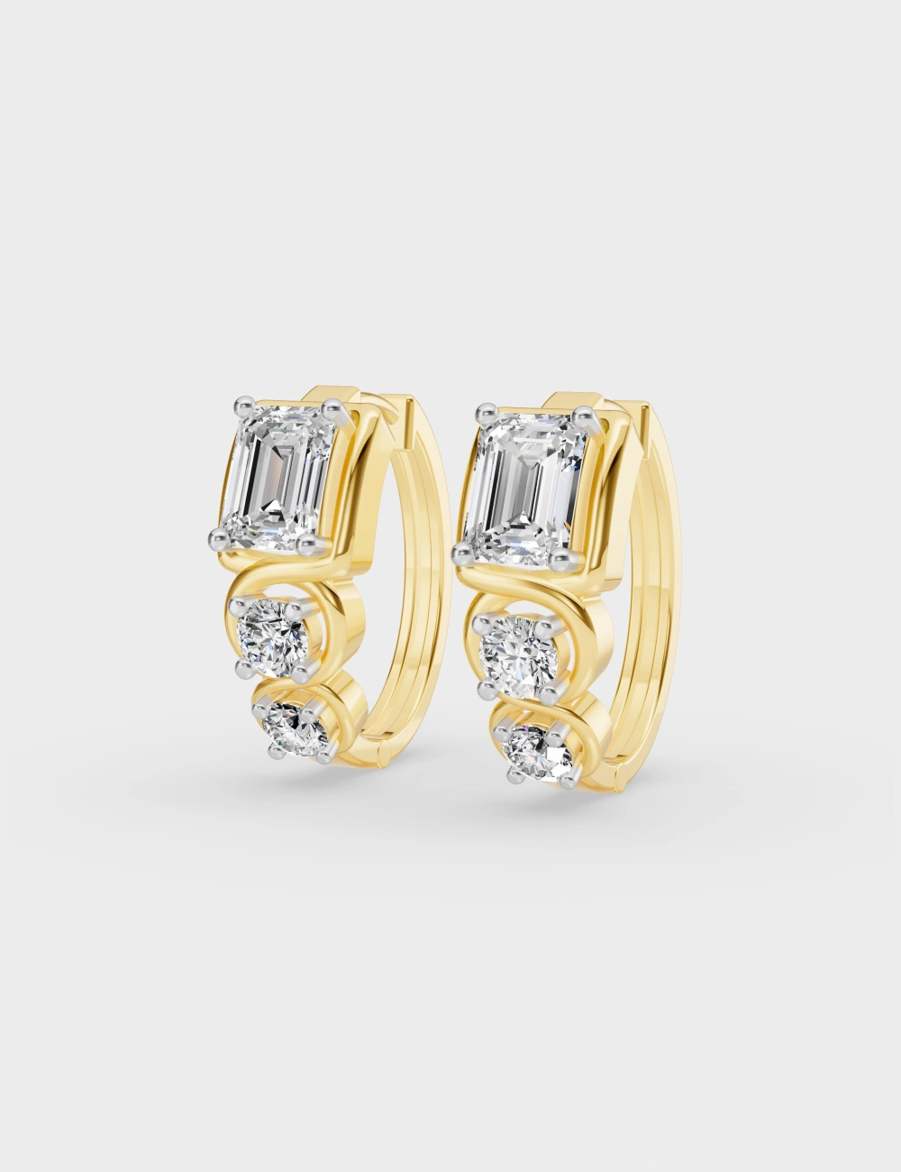 Trio Glow Diamond Hoops 2.6 carat FG-VVS, Yellow Gold, large, image 2
