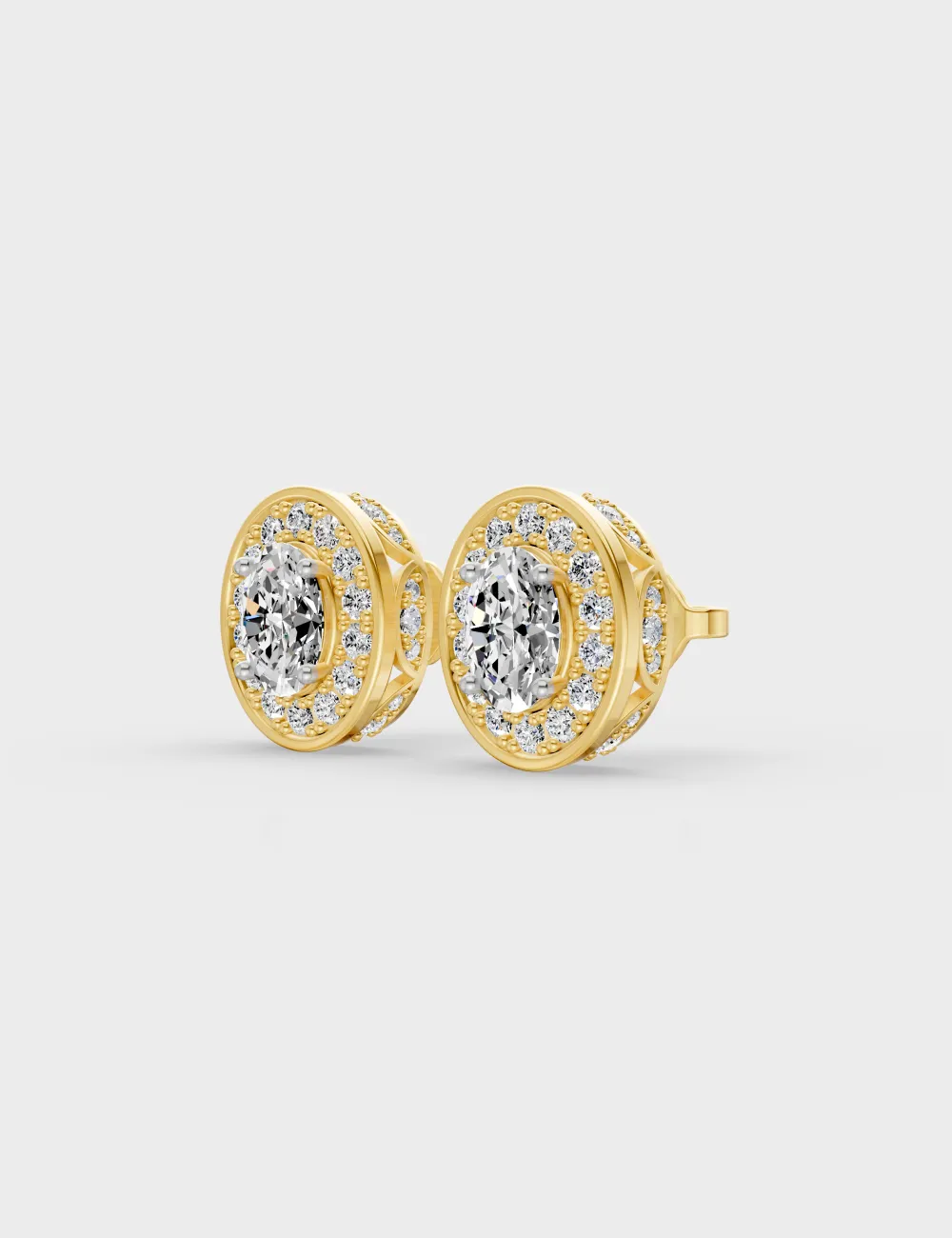 Luminous Oval Diamnd Studs 1.96 carat FG-VVS, Yellow Gold, large, image 2
