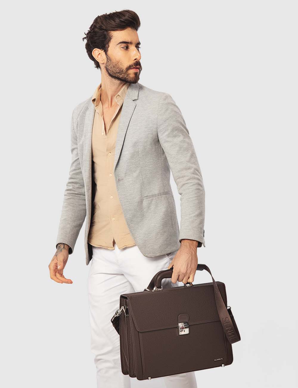 Eterno Laptop Bag, Brown, large, image 3