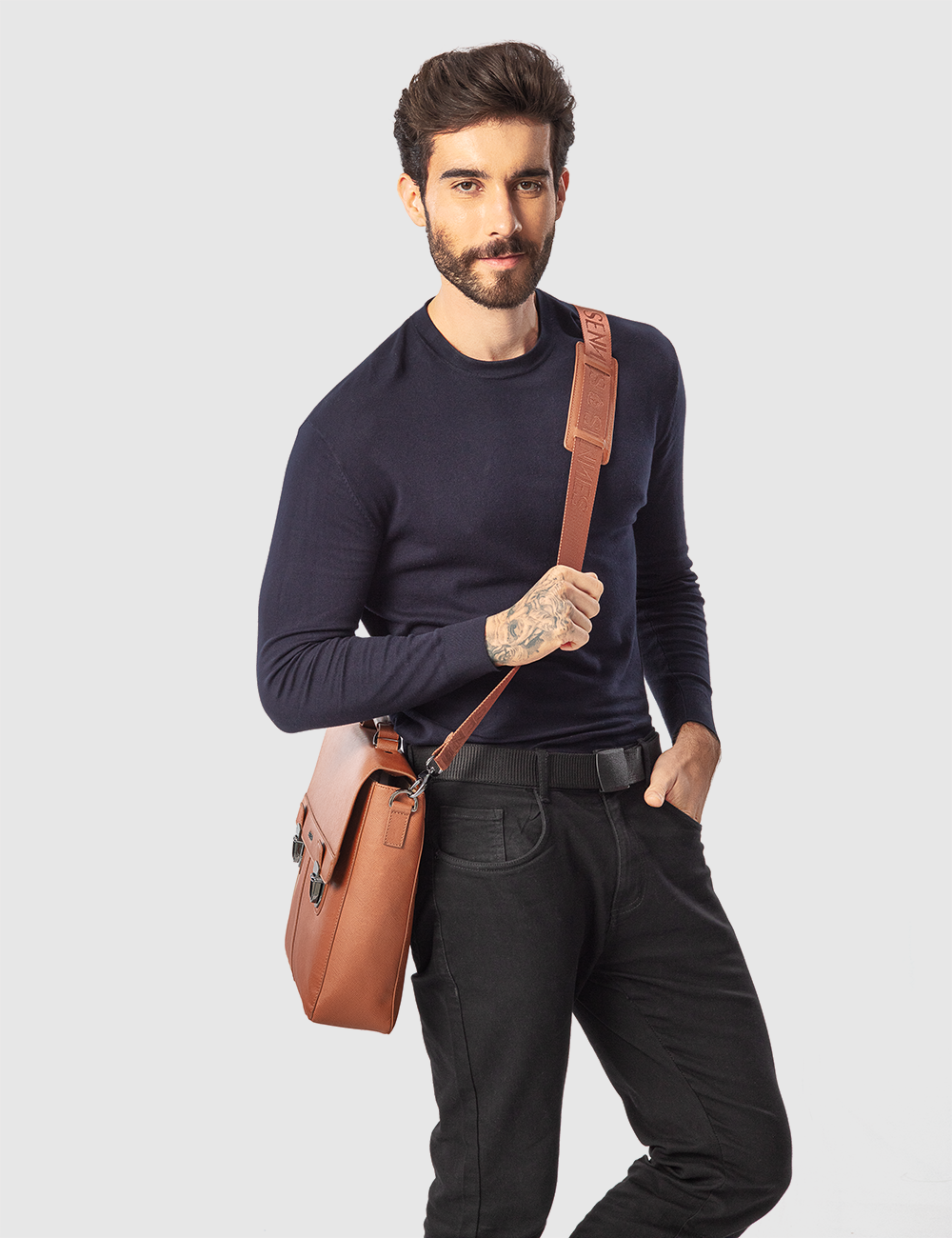 Maschile Laptop Bag, Cognac, large, image 7