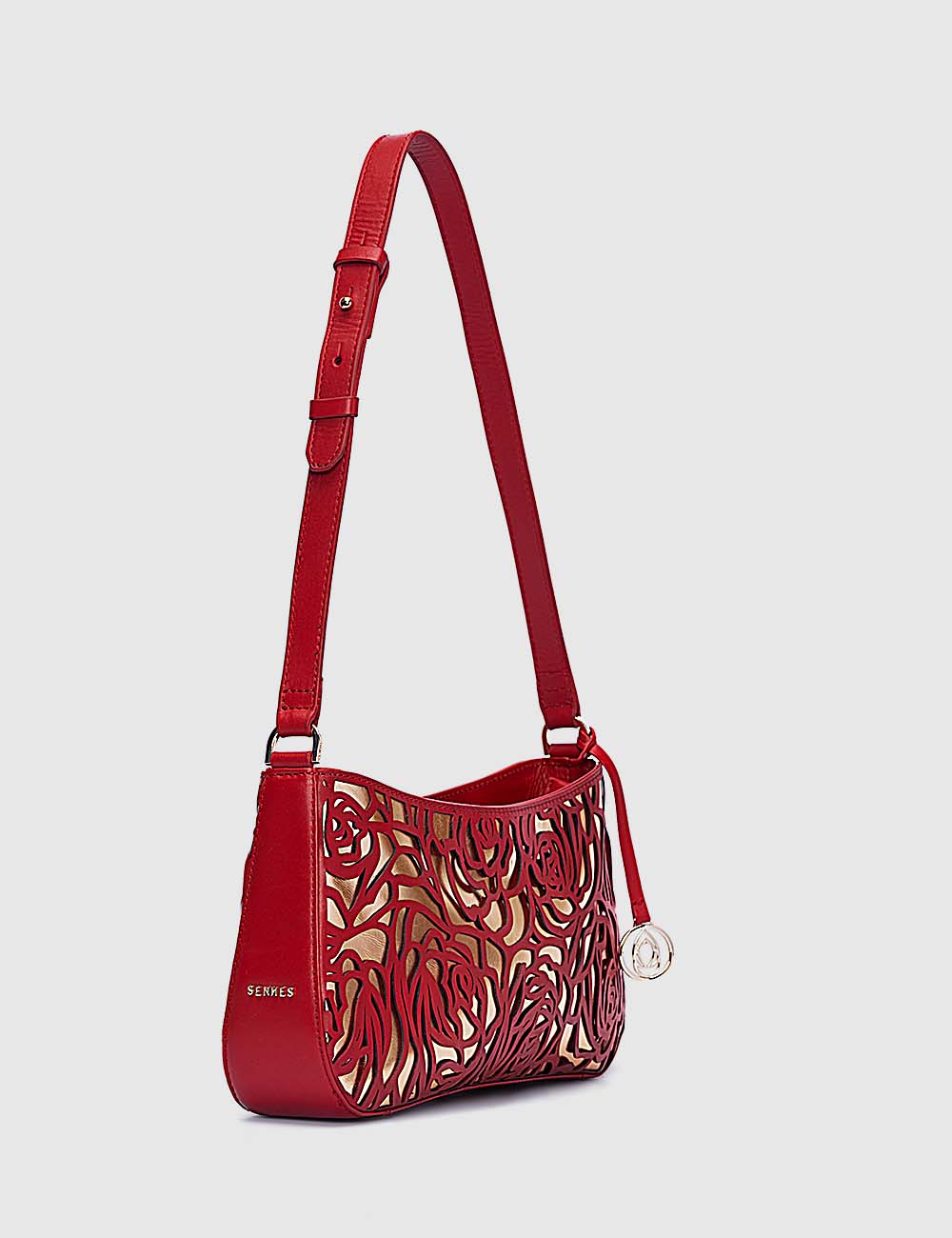 Fiori Shoulder Bag, Red & Gold, large, image 2